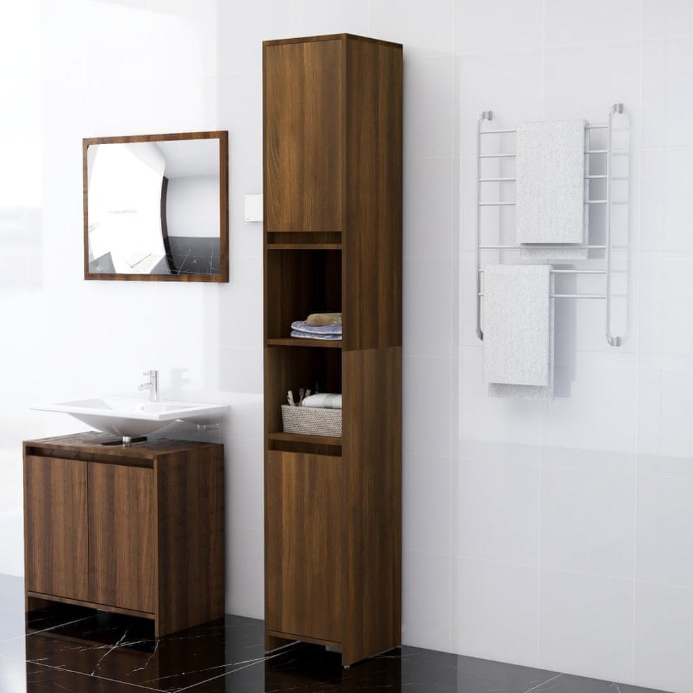 Vidaxl Kúpeľňová skrinka hnedý dub 30x30x183,5 cm spracované drevo
